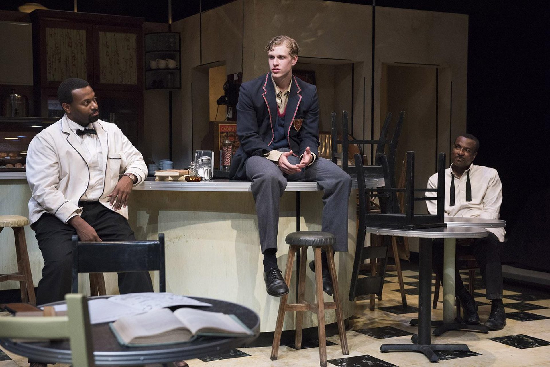André Sills as Sam, James Daly as Hally and Allan Louis as Willie in “Master Harold” …and the Boys. Photo by David Cooper.