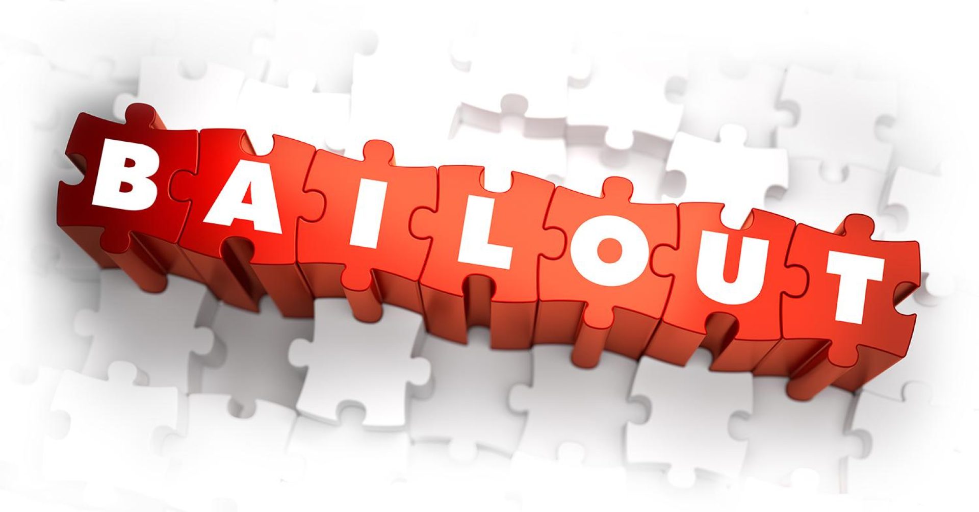 Bailout - White Word on Red Puzzles on White Background. 3D Illustration.