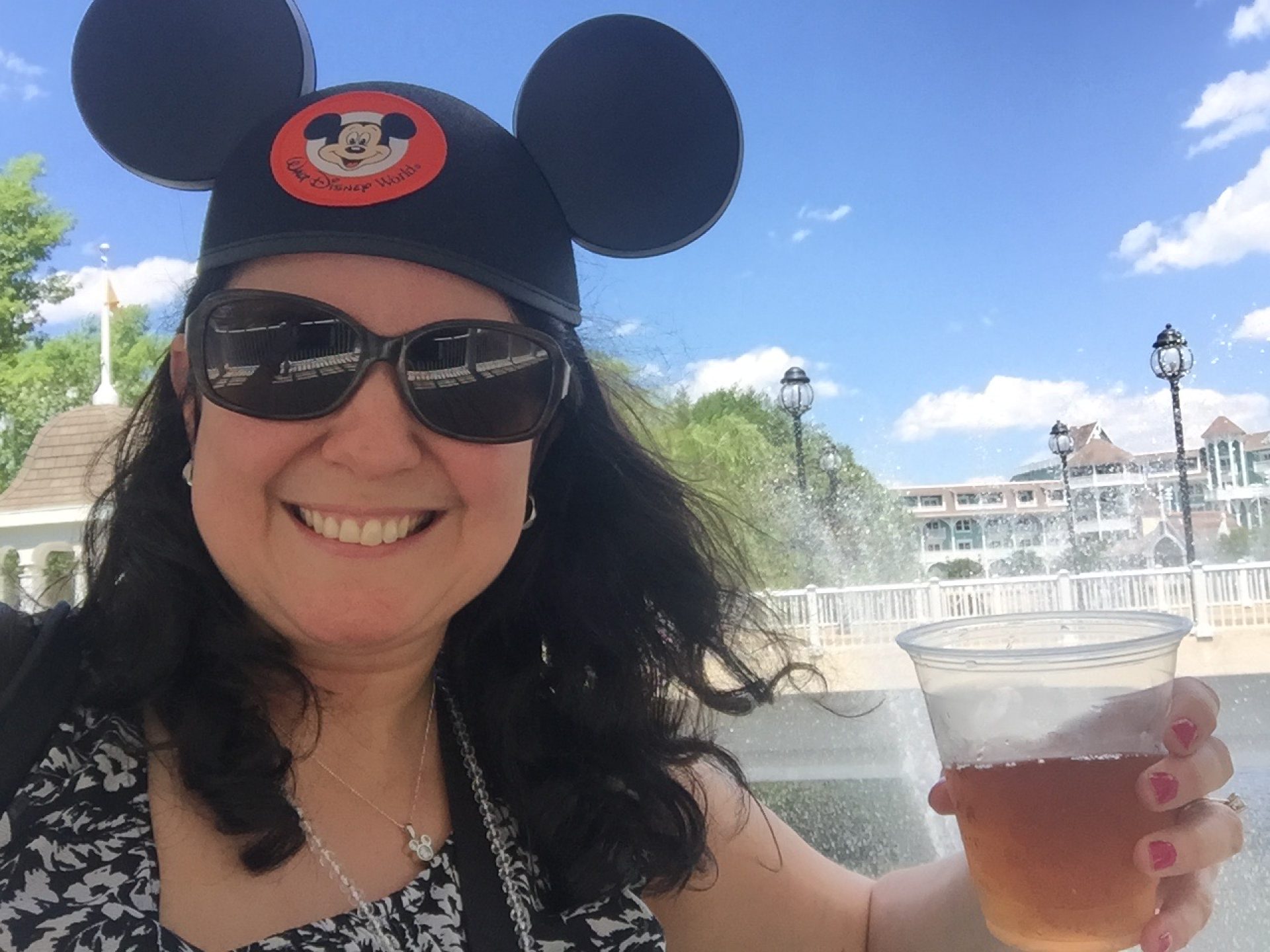 Enjoying an iced tea somewhere between Disney's Beach Club & Yacht Club Resorts